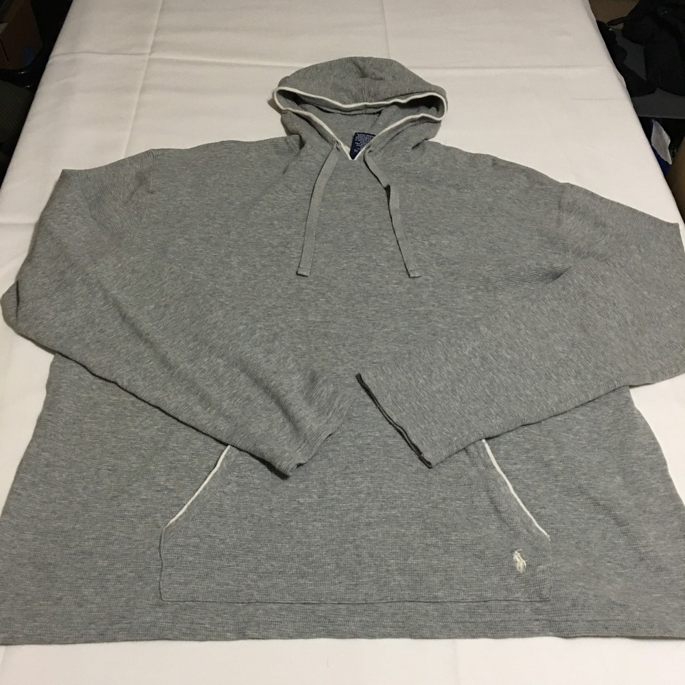 Polo Ralph Lauren Sleepwear Hoodie Mens 2XL Gray Waffle Knit Pullover